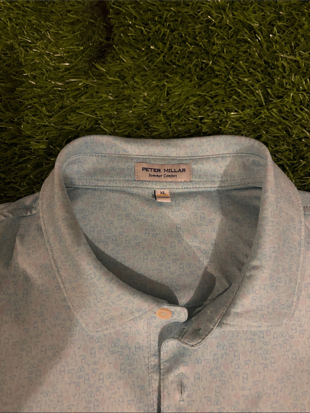 Peter Millar Light Blue Micro-Print polo Shirt